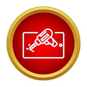 Cordless drill working on device screen icon Stock Illustration