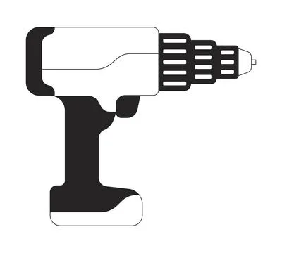 Cordless power drill 2D line object 스톡 일러스트