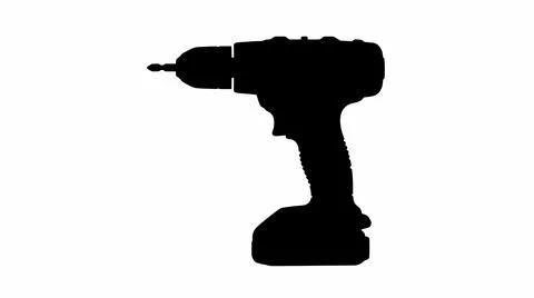 Cordless Power Drill Silhouette Icon Isolated on White Background Stock Illustration
