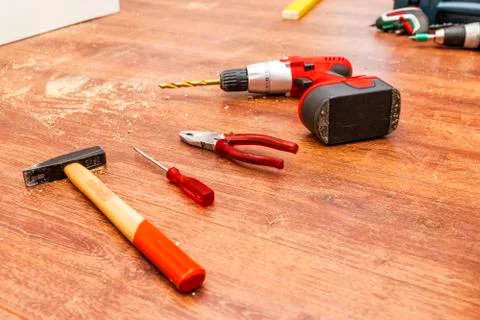 Cordless Screwdriver and Tools Stock Photos