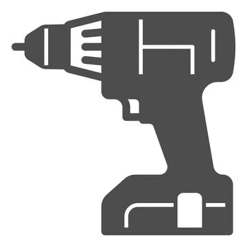 Cordless screwdriver solid icon, construction tools concept, screwd gun vector Stock Illustration