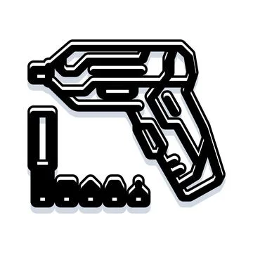 Cordless screwdriver tool with various drill bits Stock Illustration