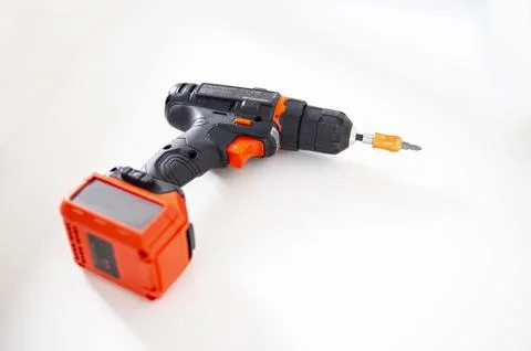 Cordless screwdriver on white background Stock Photos