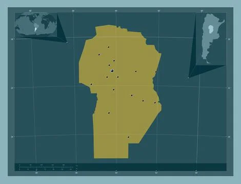 Cordoba, Argentina. Solid color shape. Locations of major cities of the regio Stockillustratie