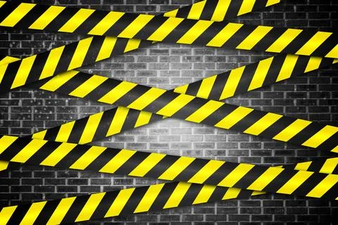 Cordon tape over grey wall Stock Illustration
