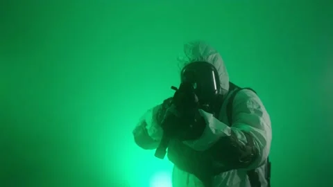 Cordon off the territory. Pollution. Special forces. Stock Footage 230113626