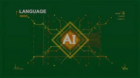 Core AI diamond lighting starting rings and lines, data moving showing model Stock Footage 329548419