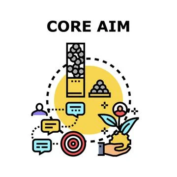 Core aim concepts shaping business strategy and growth Stock Illustration