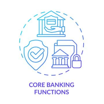 Core banking functions blue gradient concept icon Illustrazione stock