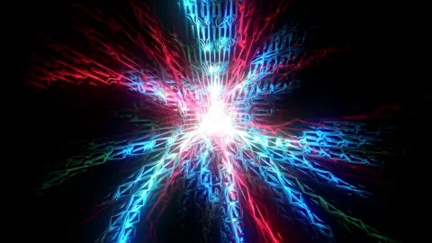 Core blue red light radial layered depth grid symmetry Stock Footage 326679083