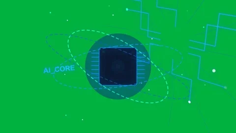 Core chip booting on halo starting orbit turning dots pulsing showing processing Stock Footage 329531846