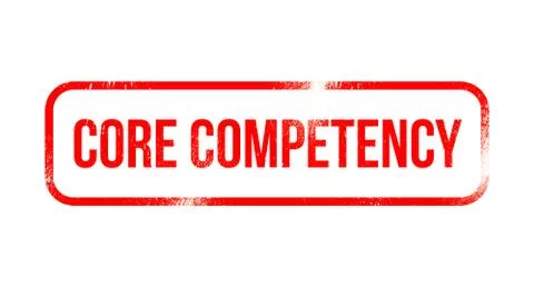Core competency - red grunge rubber, stamp 스톡 일러스트
