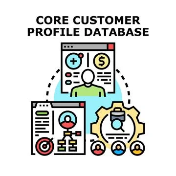 Core customer profile database management concept Stock Illustration