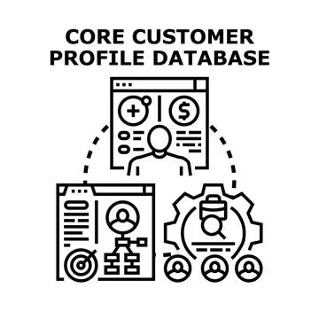 Core customer profile database management concept Stock Illustration