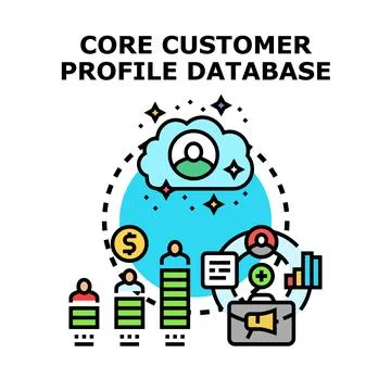 Core customer profile database managing business information Stock Illustration