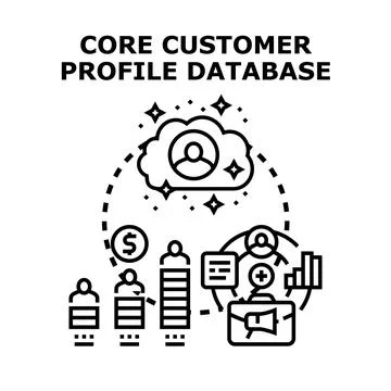 Core customer profile database managing business information Stock Illustration