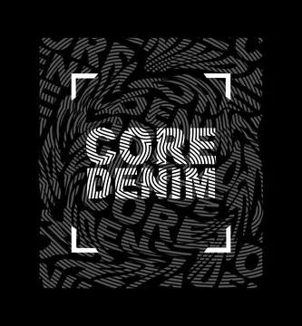 Core denim vector typography tee shirt design graphic print Stock Illustration