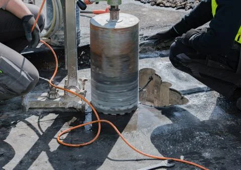 Core drilling through a building ceiling Stock Photos