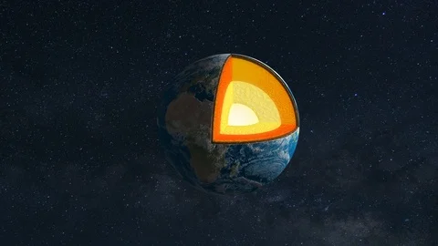 Core of the Earth with inner geological structure of the planet in 3d animation Stock Footage 89474378