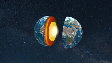 Core of the Earth with inner geological structure of the planet in 3d animation Stock Footage 89478720