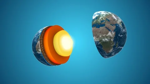 Core of the Earth with inner geological structure of the planet in 3d animation Stock Footage 89479270