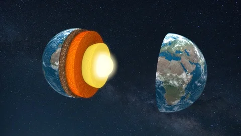 Core of the Earth with inner geological structure of the planet in 3d animation Stock Footage 89479931