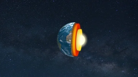 Core of the Earth with inner geological structure of the planet in 3d animation Stock Footage 89519762