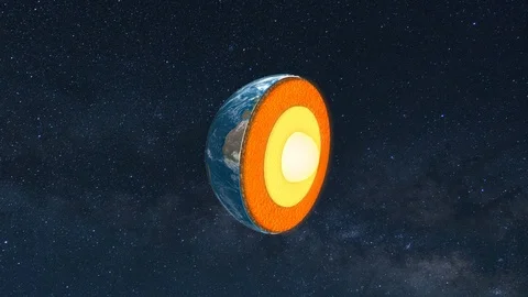 Core of the Earth with inner geological structure of the planet in 3d animation Stock Footage 89519770
