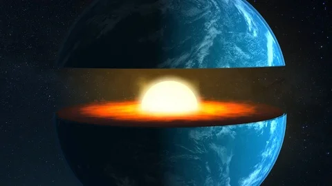 Core of the Earth with inner geological structure of the planet in 3d animation Stock Footage 89685483