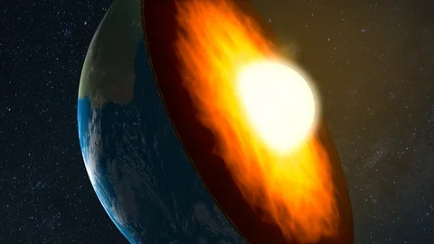 Core of the Earth with inner geological structure of the planet in 3d animation Stock Footage 89687096