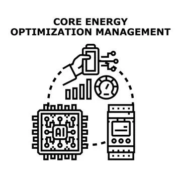 Core energy optimization management with artificial intelligence Illustrazione stock