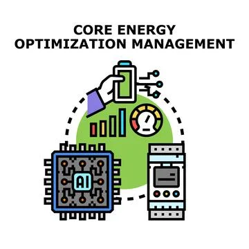 Core energy optimization management with artificial intelligence Stock Illustration