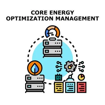 Core energy optimization management system concept Illustrazione stock