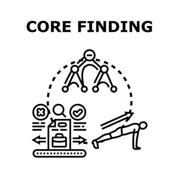 Core finding process exploring key business data Stock Illustration