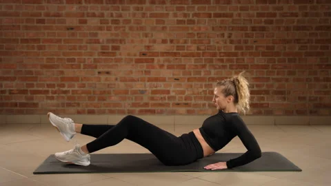 Core Focused Right Leg Single-leg V-tuck by Professional Trainer Stock Footage 269185668