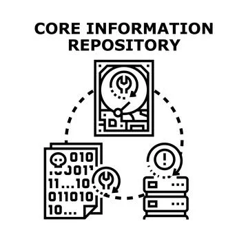 Core information repository managing data storage and processing Stock Illustration