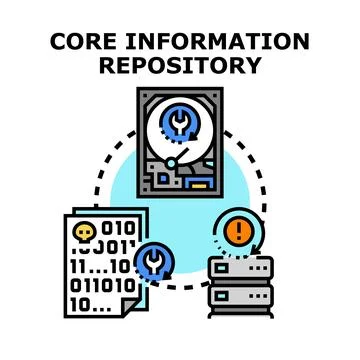 Core information repository managing data storage and processing Stock Illustration
