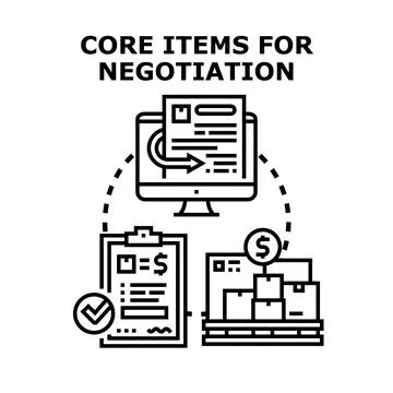 Core items for business negotiation and agreement process Stock Illustration