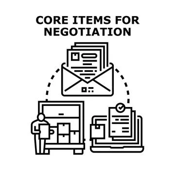Core items negotiation process vector icon concept Stock Illustration