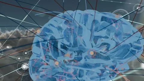 Core node emitting filaments, nodes linking, ribbon sweeping, brain forming, Stock-Footage 340654661