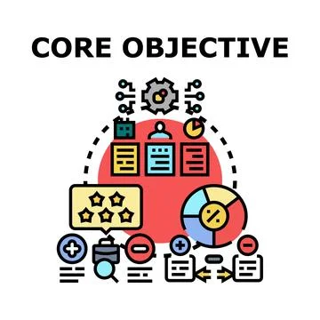Core objective business strategy planning and achieving goals 스톡 일러스트
