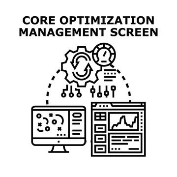 Core optimization management screen concept developing 스톡 일러스트