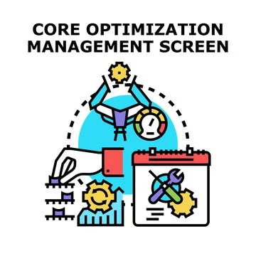 Core optimization management screen concept background Illustrazione stock