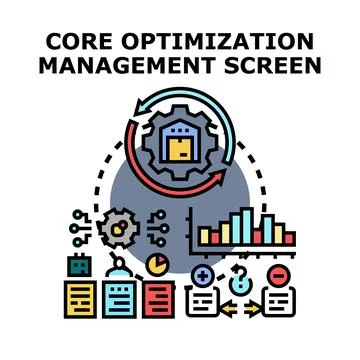 Core optimization management screen concept analyzing business process Stock Illustration