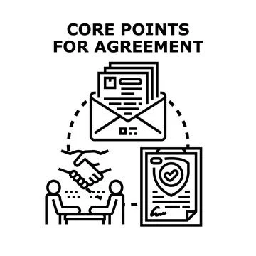 Core points for agreement concept illustrating contract negotiation Stock Illustration