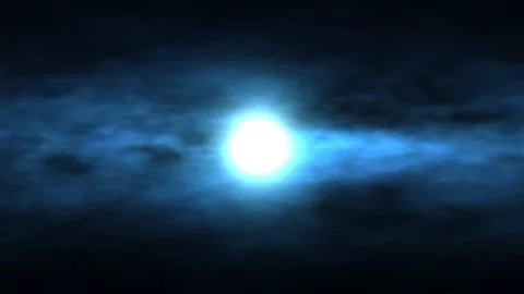 Core radiates blue glow through wispy clouds against dark backdrop Video stock 329897700