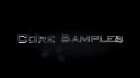 Core Samples title metal text on black alpha channel background Video stock 296265283