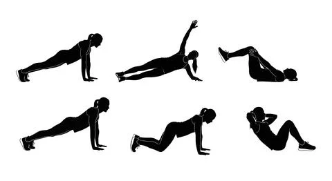 Core Strength Exercises for Runners Silhouettes Stock Illustration