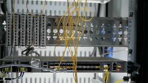 Core switch technology in network room place Stock Footage 126955471