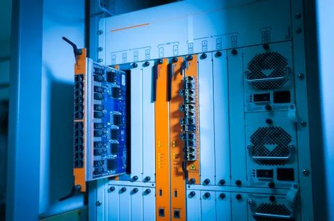 Core switch technology in network room place Stock Photos